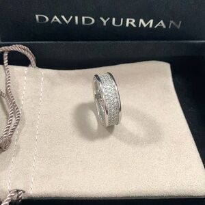 David Yurman Silver Ring with White Accents